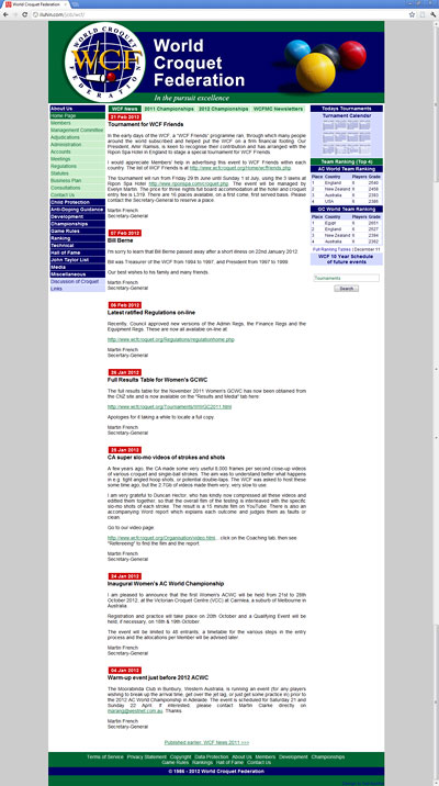  World Croquet Federation (WCF)  - сайт Международной федерации крокета. Портфолио, веб-дизайн.